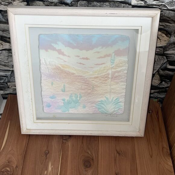 Signed FIGI GRAPHICS PAPER ART-3D Western Cactus - VTG‎ 1990 San Diego Framed - Picture 2 of 14